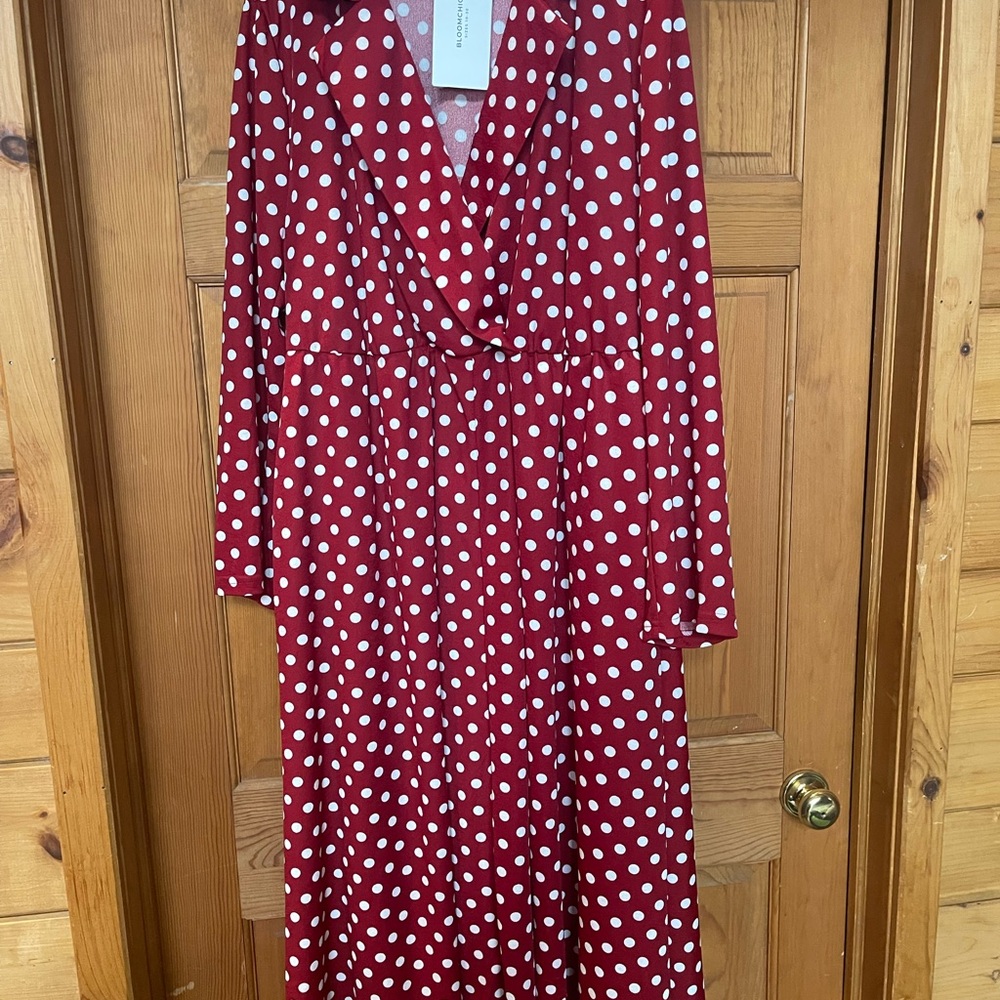 Red Polka Dot Long Sleeve Dress